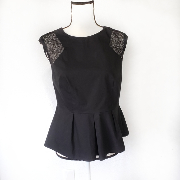 Worthington Tops - Worthington shirt peplum lace shoulder black S